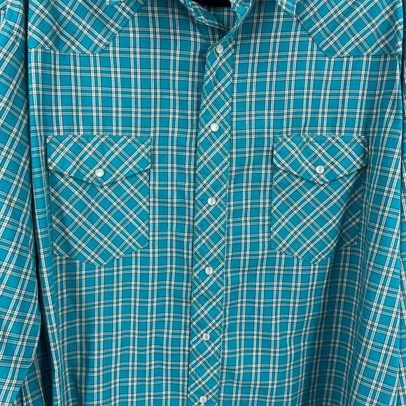 Vintage Wrangler Plaid Pearl Snap Long Sleeve Casual Button Down Men's 2XL - Picture 7 of 9